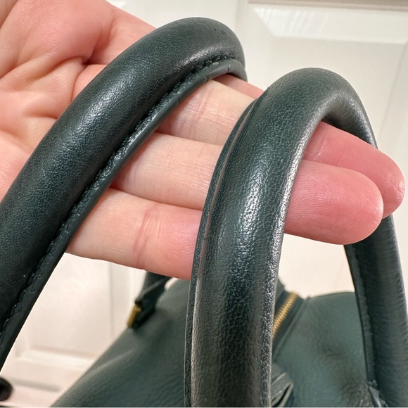 Tory Burch Pebbled Leather Satchel Deep Emerald Green - Picture 7 of 11